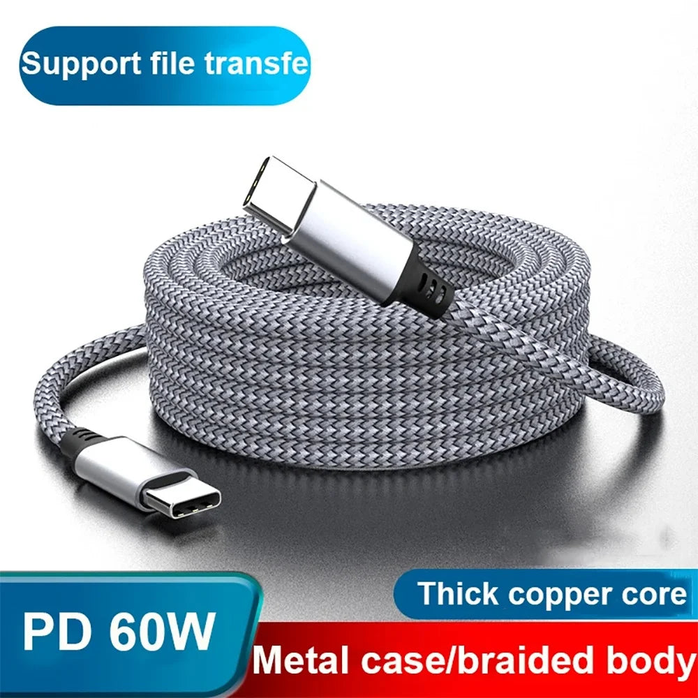 60W USB C to Type C Fast Charger Cable | Durable Braided Design