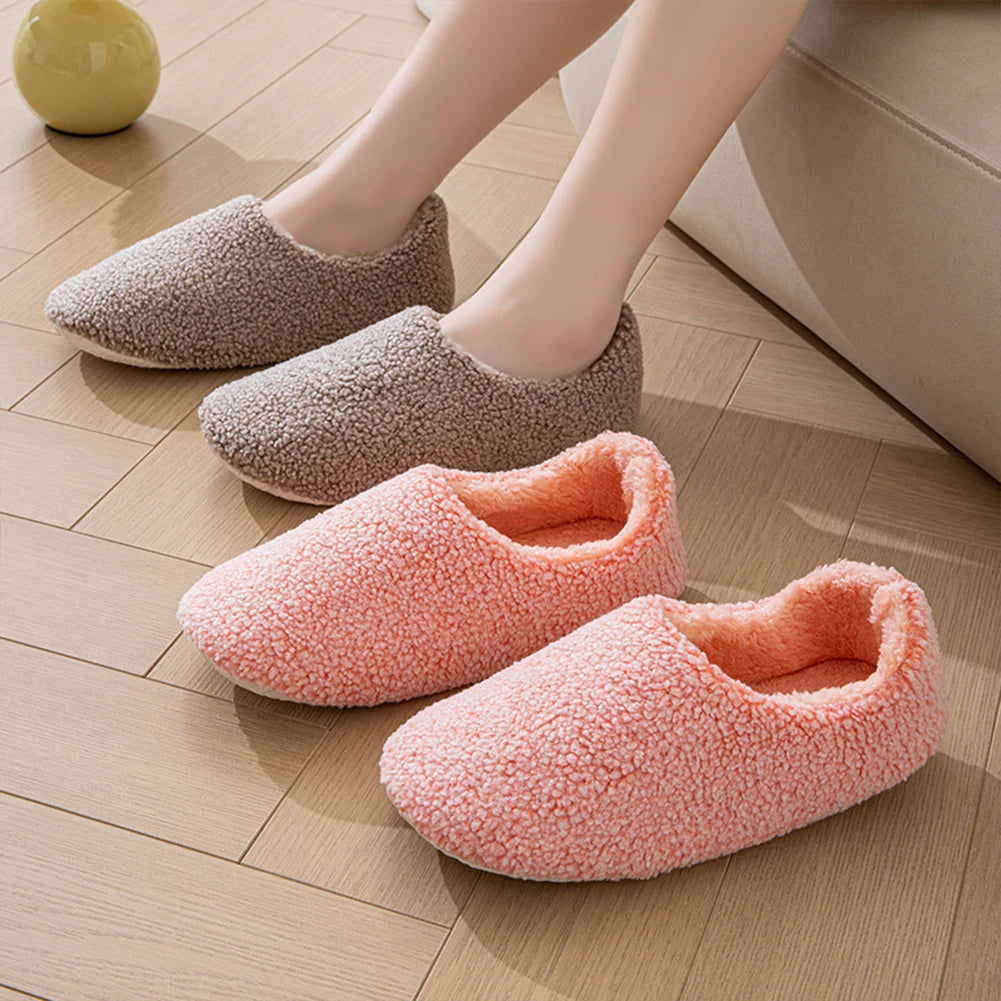 Cozy Women Plush Closed-Back Slippers | Warm Comfortable Indoor Shoes