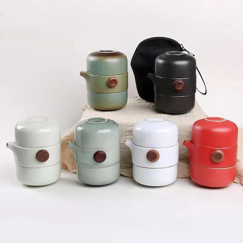 Japanese-Style Handmade Ceramic Teapot Set for Home & Travel