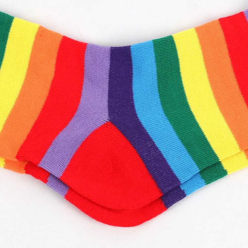 Women’s Rainbow Stripes Over Knee Socks & Elbow Gloves Set