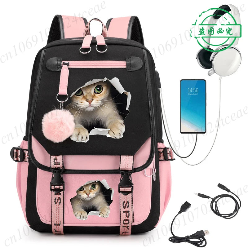 Cute Anime Cat Kawaii Backpack for Girls | Perfect Back to School Bag