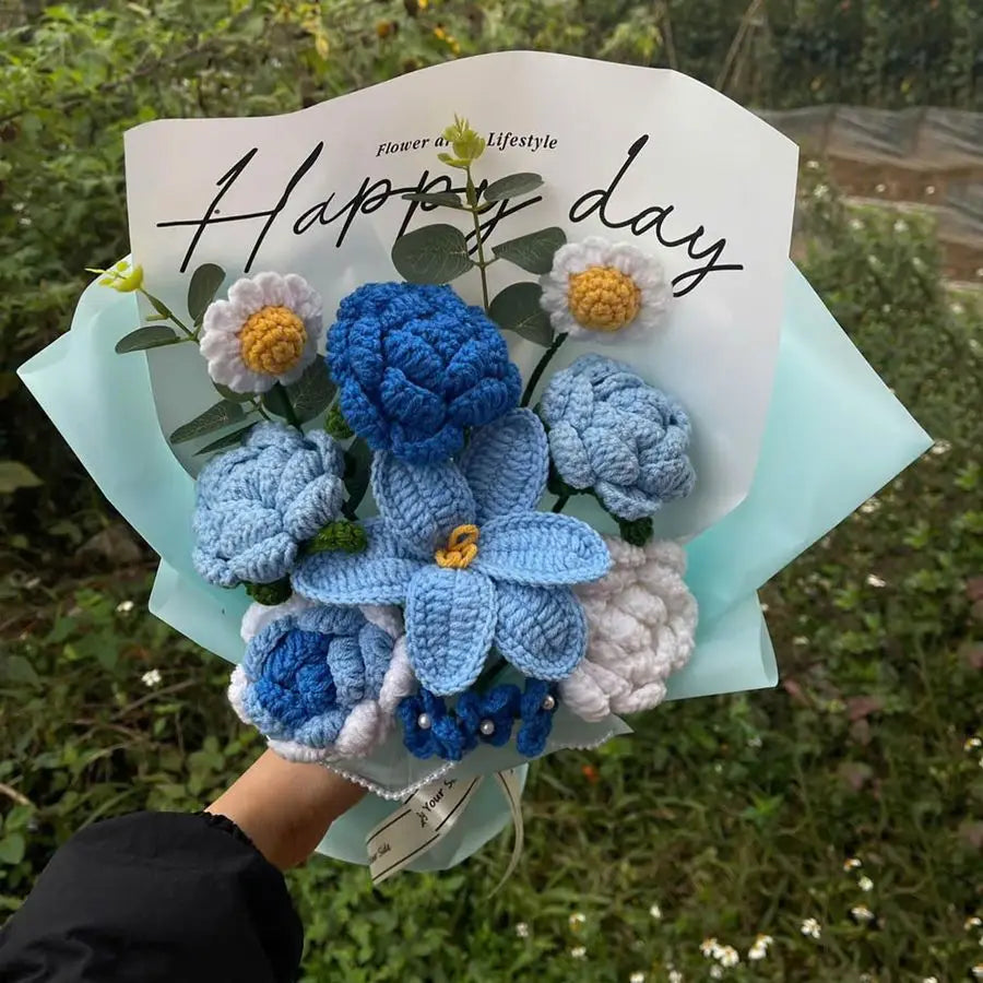Ramo de flores azules de ganchillo hecho a mano | Regalo perfecto para cualquier ocasión