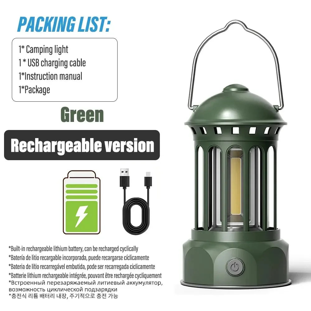 Linterna de camping de estilo romano vintage | Luz exterior recargable