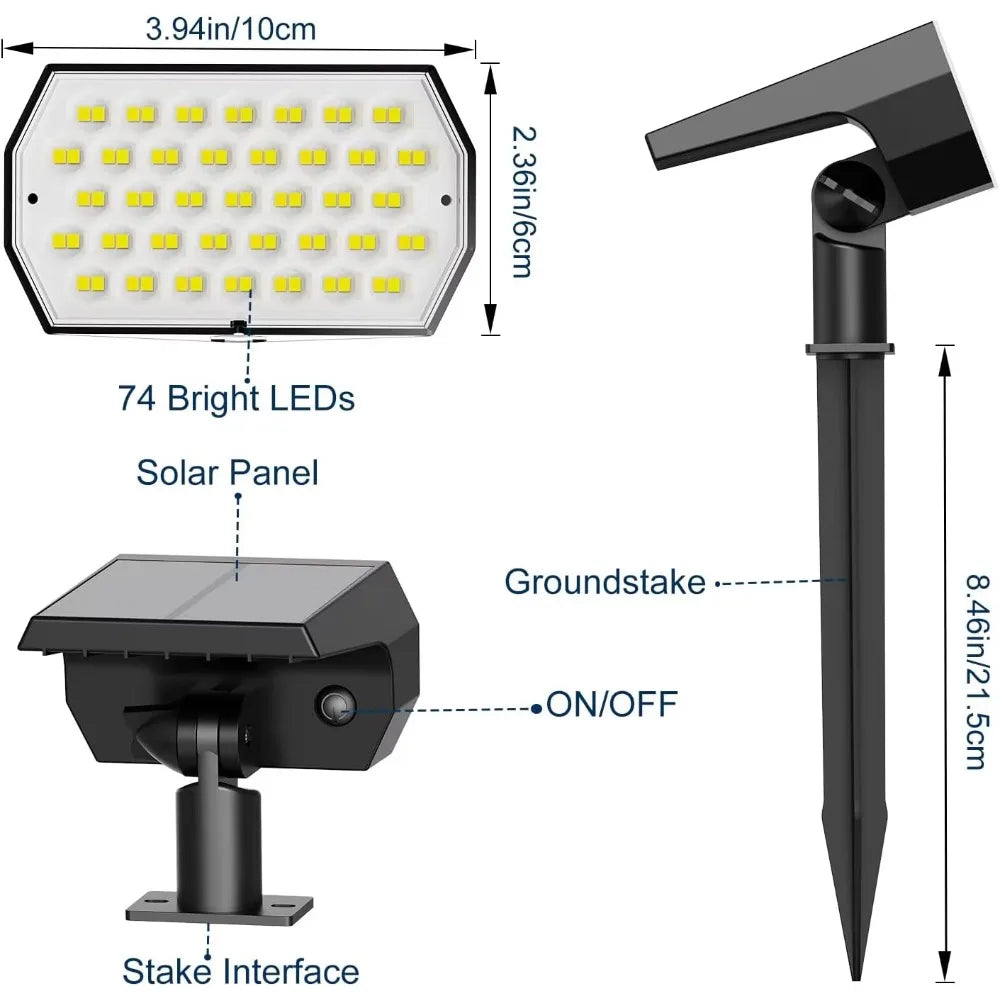 Focos solares LED | Iluminación impermeable para jardines y paisajes