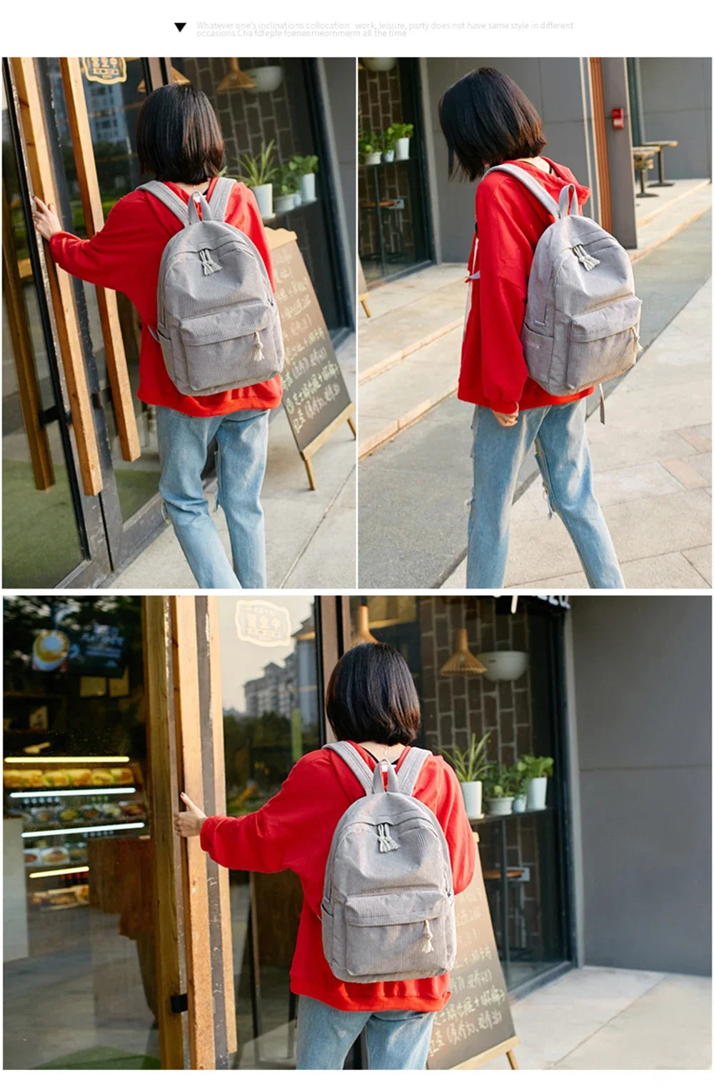 Personalized Corduroy Student Backpack | Anti-Theft School Bag for Teens