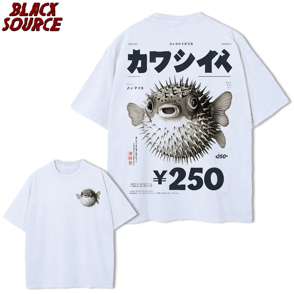 Vintage Fugu Puffer Fish Ramen T-Shirt for Men and Women