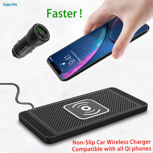 15W Fast Car Wireless Charger Pad | Non-Slip Charging Mat