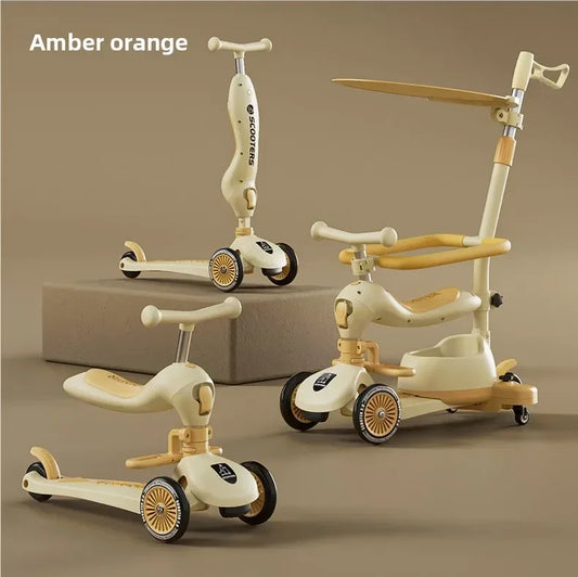 Patinete plegable de 3 ruedas para niños | Diversión musical portátil para niños