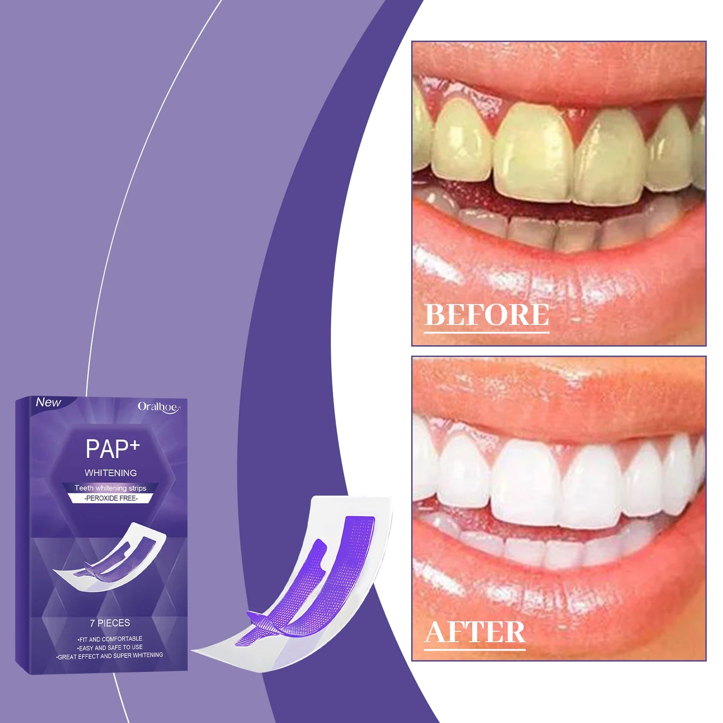 Purple Teeth Whitening Strips Bleaching Stains Remove Oral Whitening Supplies Tooth Stickers Remove Stains Care Stripes
