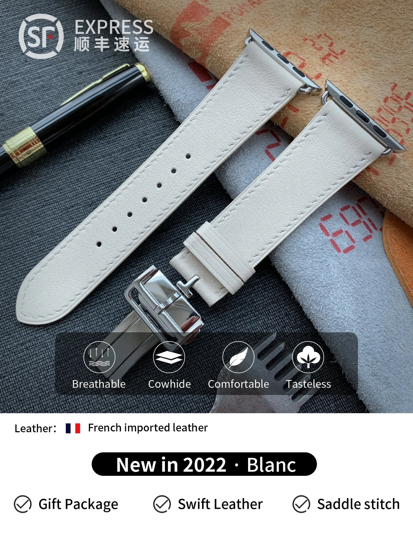 High Quality Genuine Leather Watch Band | Deployment Buckle Strap