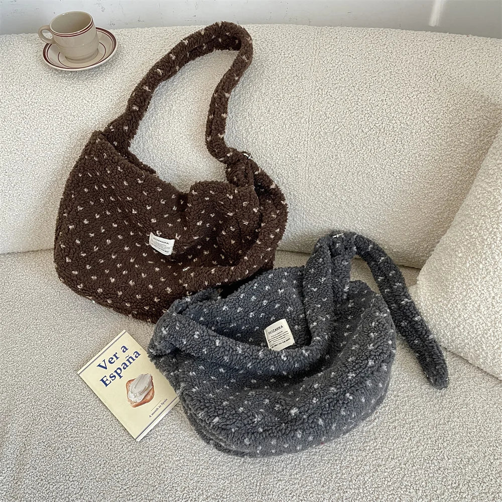 Cozy Plush Love Crossbody Bag | Stylish Large Capacity Handbag