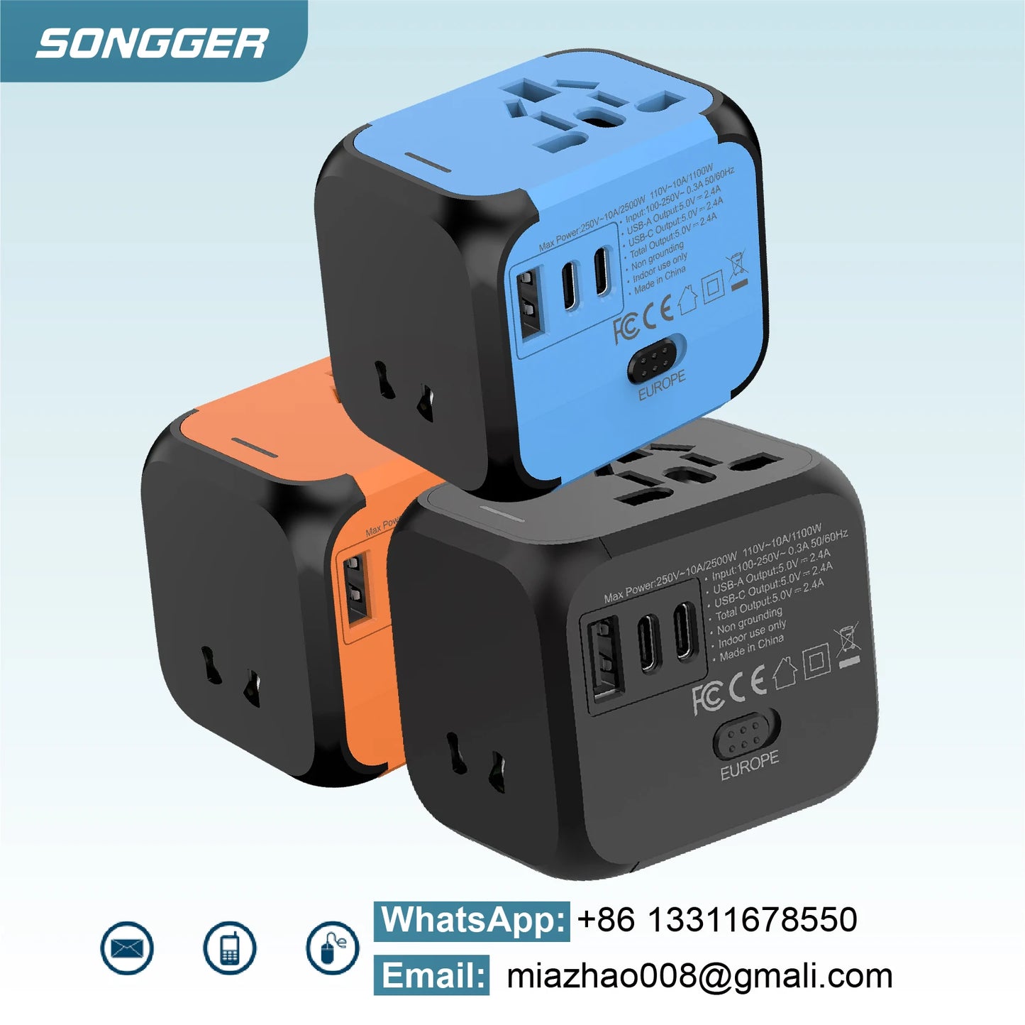 Universal Travel Adapter with USB-C & USB-A | Worldwide Compatibility