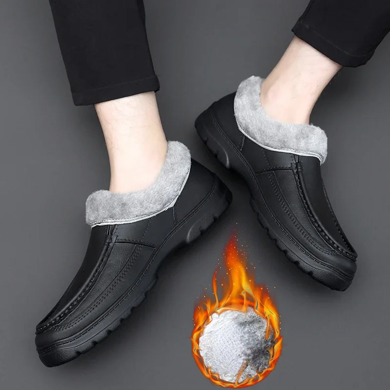 Men’s Waterproof Winter Work Slippers | Warm Anti-Slip Casual Shoes