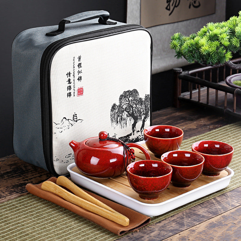 Portable Chinese Kung Fu Tea Set | Travel-Friendly Ceramic Teapot