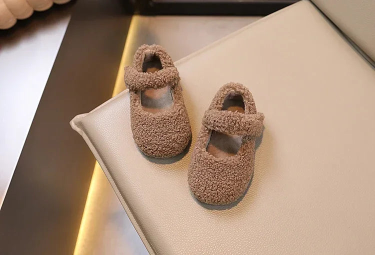 Cozy Velvet Mary Janes for Kids | Warm Plush Toe Winter Shoes
