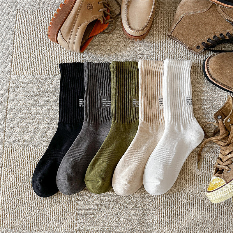 Men's Vintage Letter Medium Tube Socks | Thick Sports Comfort