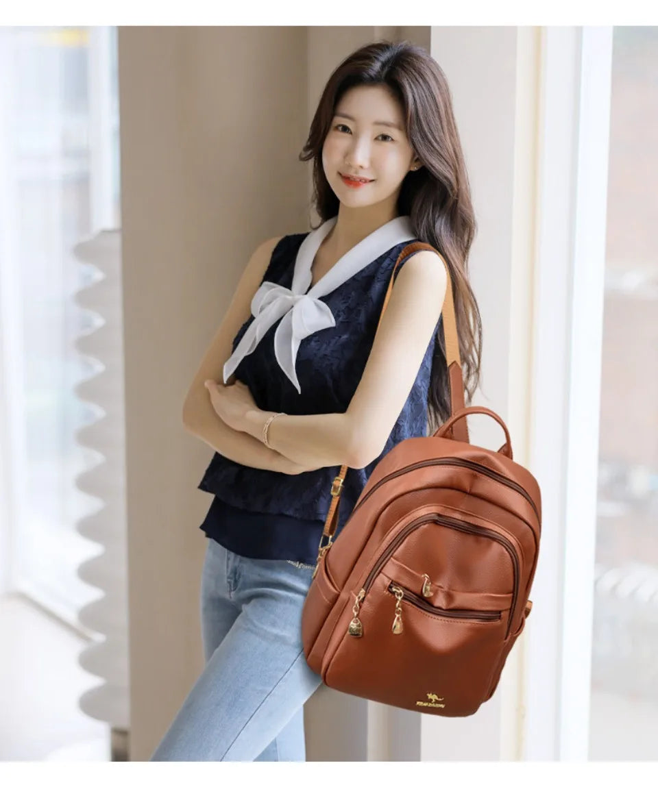 Stylish Leather Backpack for Women | Spacious Daily Use