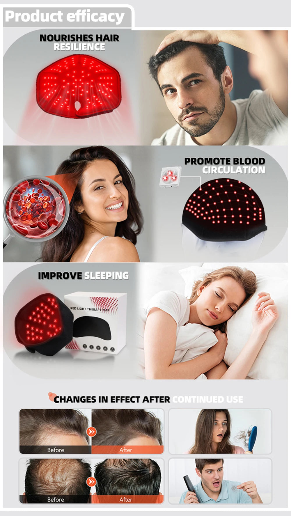 Near Infrared Red Light Therapy Cap for Hair Growth & Relaxation