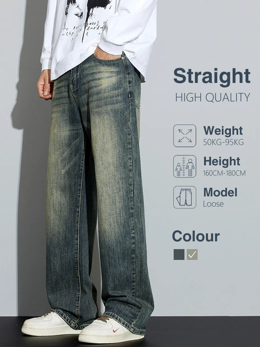 Baggy Men's Wide Leg Jeans | Retro Loose Fit Streetwear Style