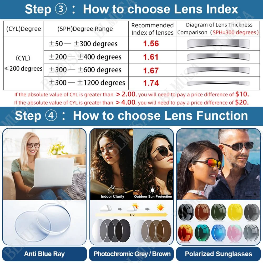 Stylish Photochromic Progressive Glasses for Women | Blue Light Blocking