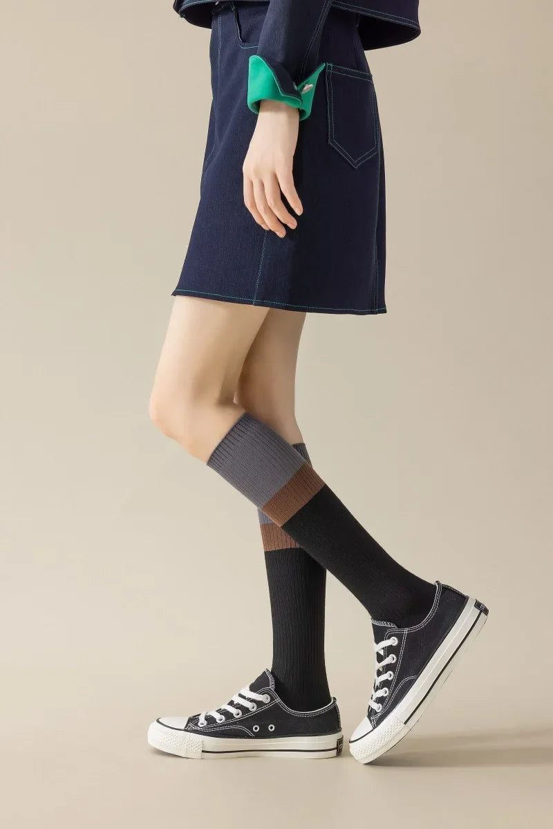 Women's Cotton Color Matching Knee Socks | Fashion-Forward Style