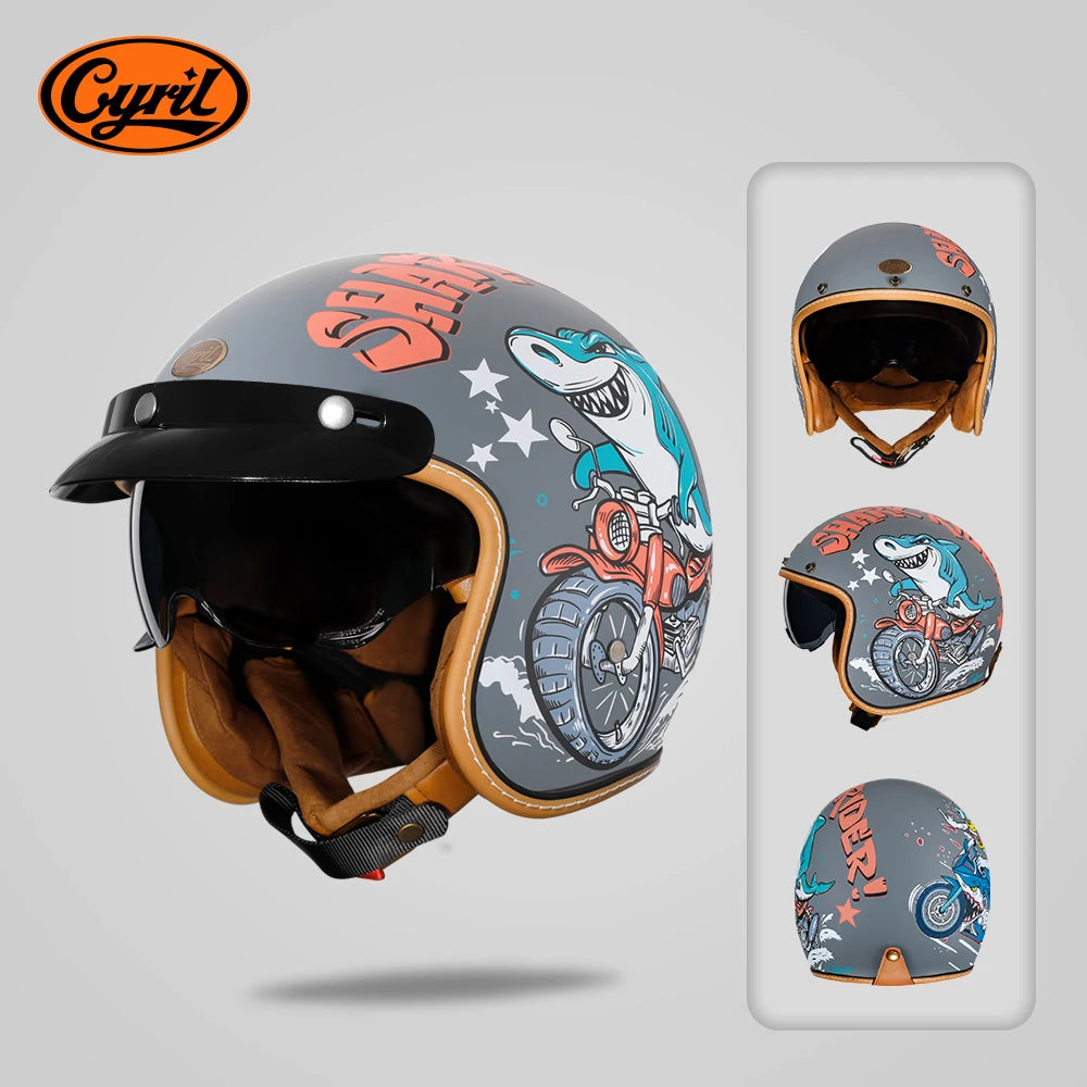 Lightweight Retro Open Face Motorcycle Helmet for Men & Women