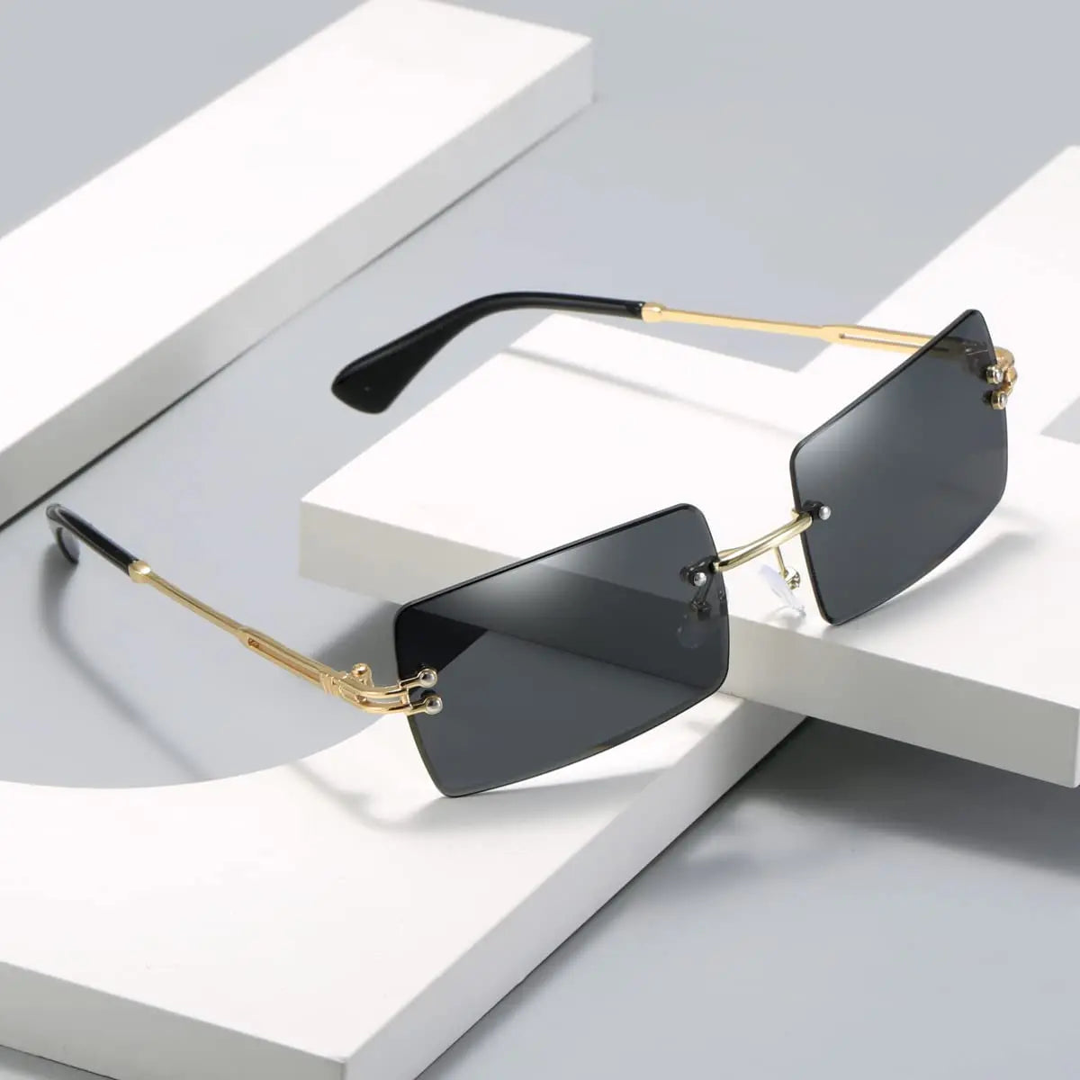 Men's Retro Sunglasses | Vintage Rimless Rectangle UV400 Protection