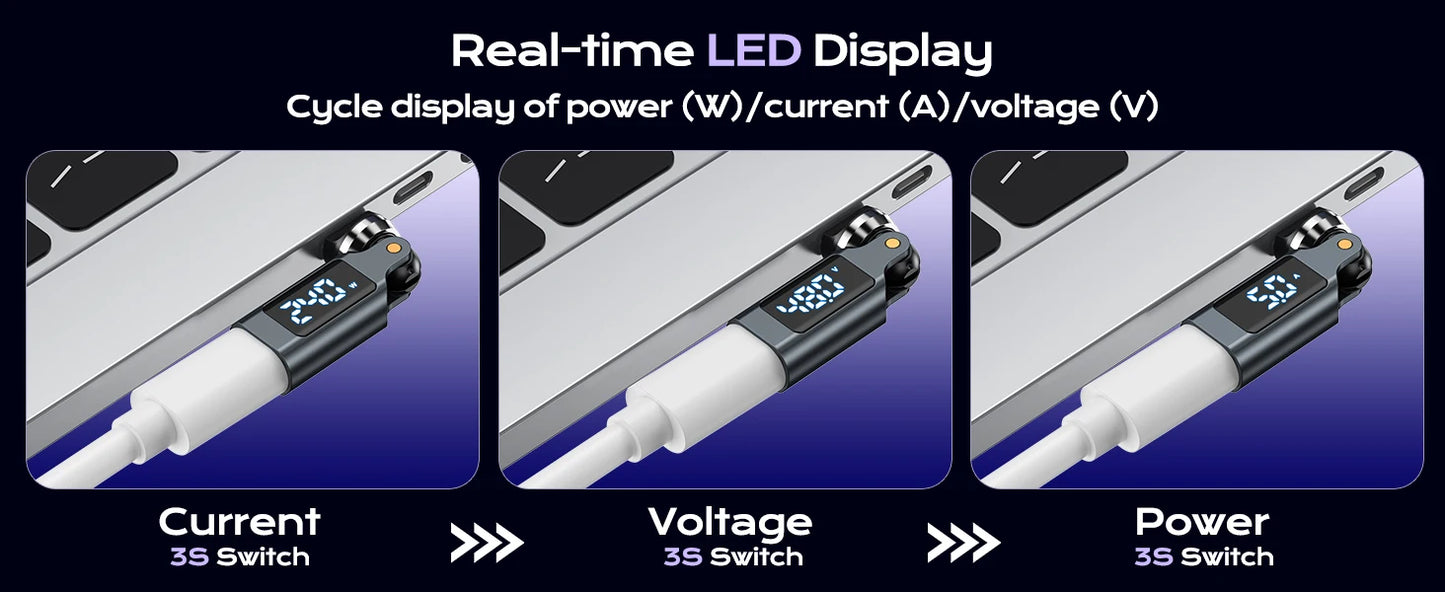 USB C OTG Adapter with Digital Display | Fast 5A Charging Converter