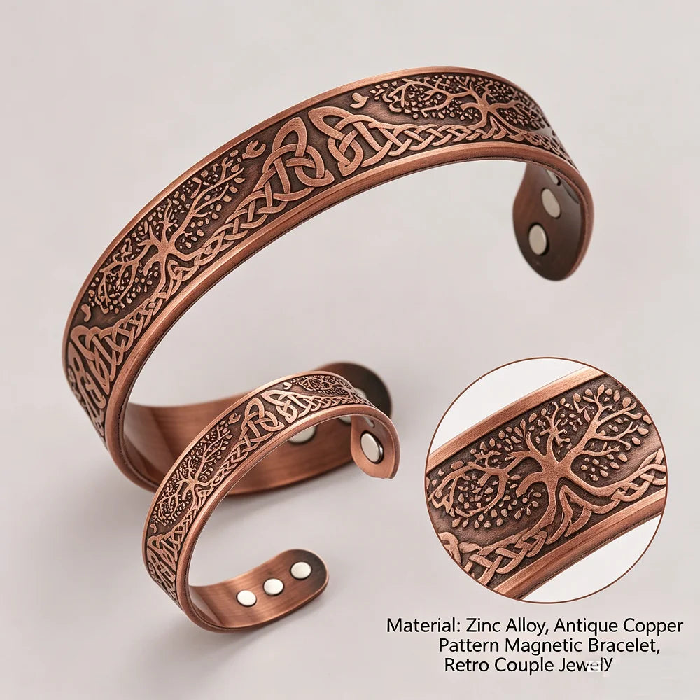 Unisex Vintage Healing Jewelry | Celtic Knot Magnetic Bracelet Set