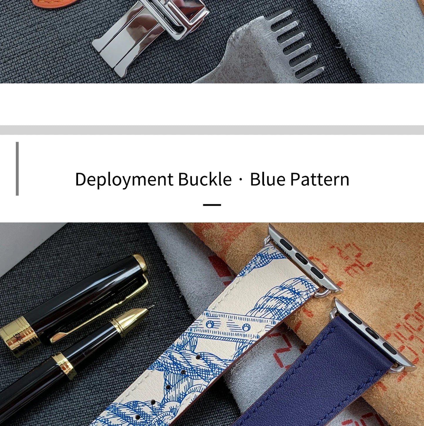 High Quality Genuine Leather Watch Band | Deployment Buckle Strap