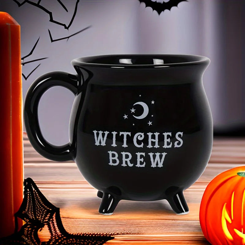Witch Brew Coffee Mug | 350ml Black Cauldron Ceramic Cup