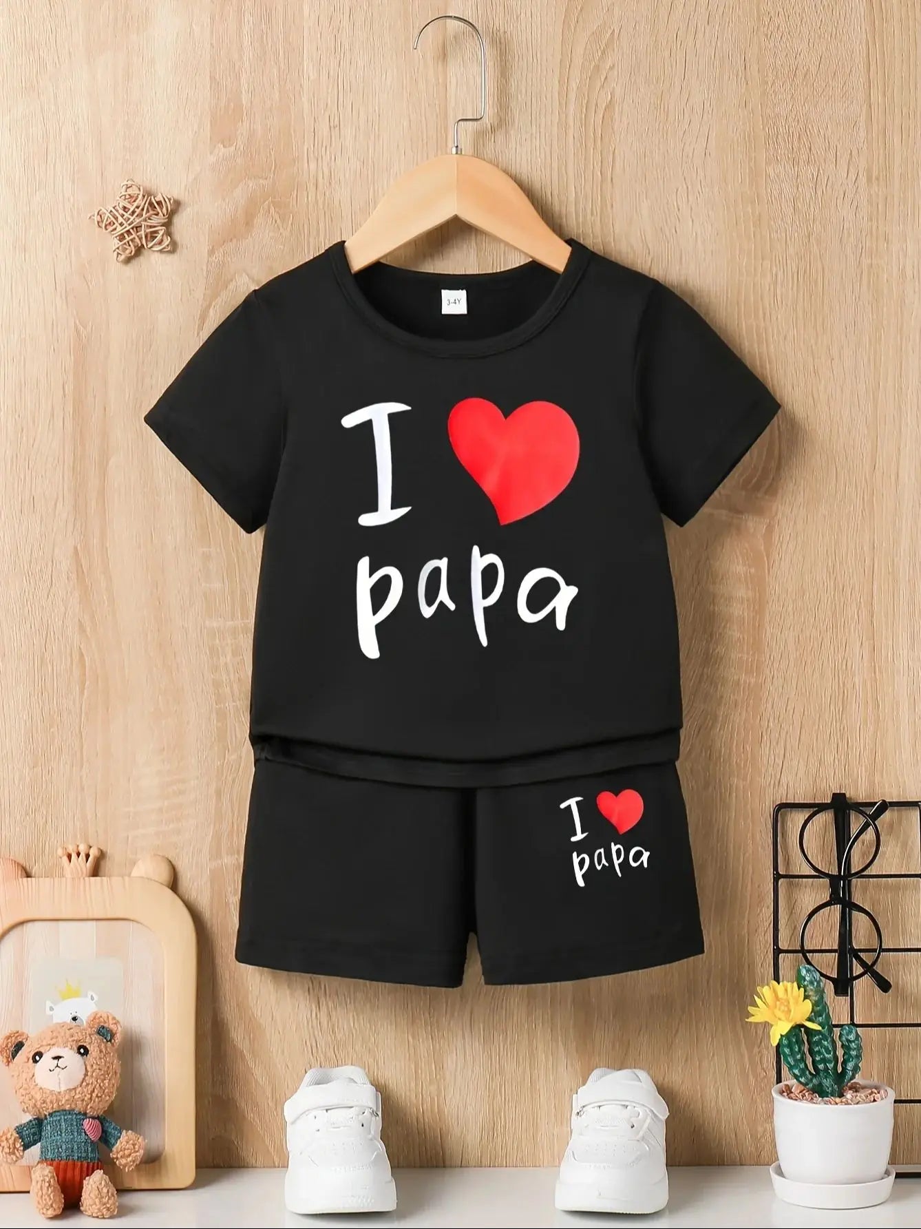 Baby Boy Summer 'I LOVE Papa' Top & Casual Shorts Set