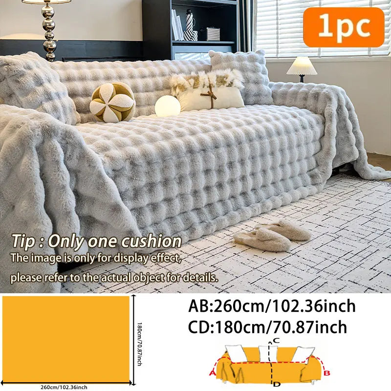 Plush Sofa Towel Cover | Thick Anti-Slip Winter Sofa Protector
