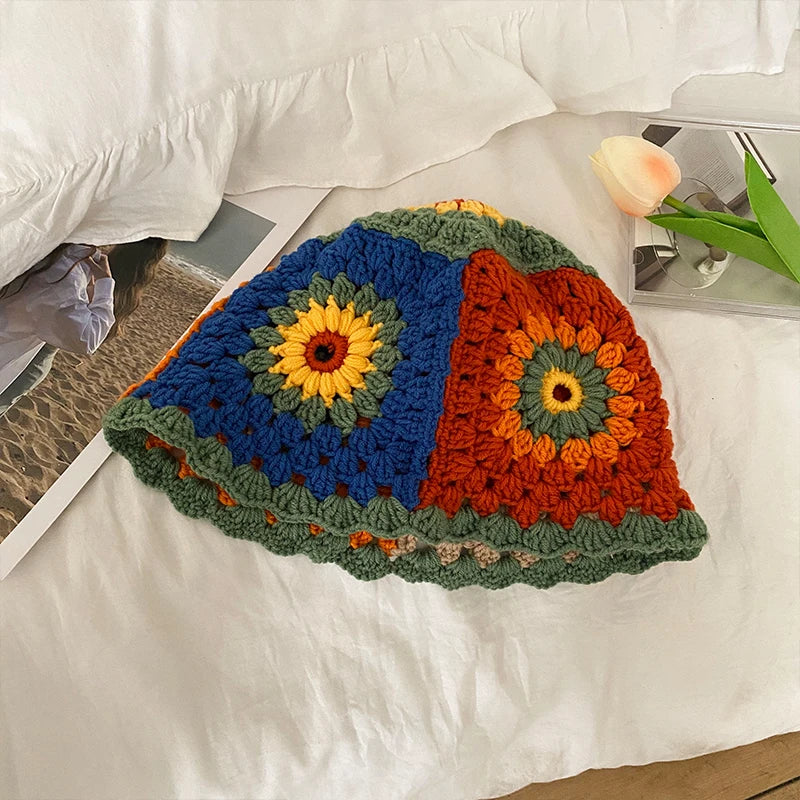 Women's Flower Crochet Bucket Hat | Handmade Spring Summer Style
