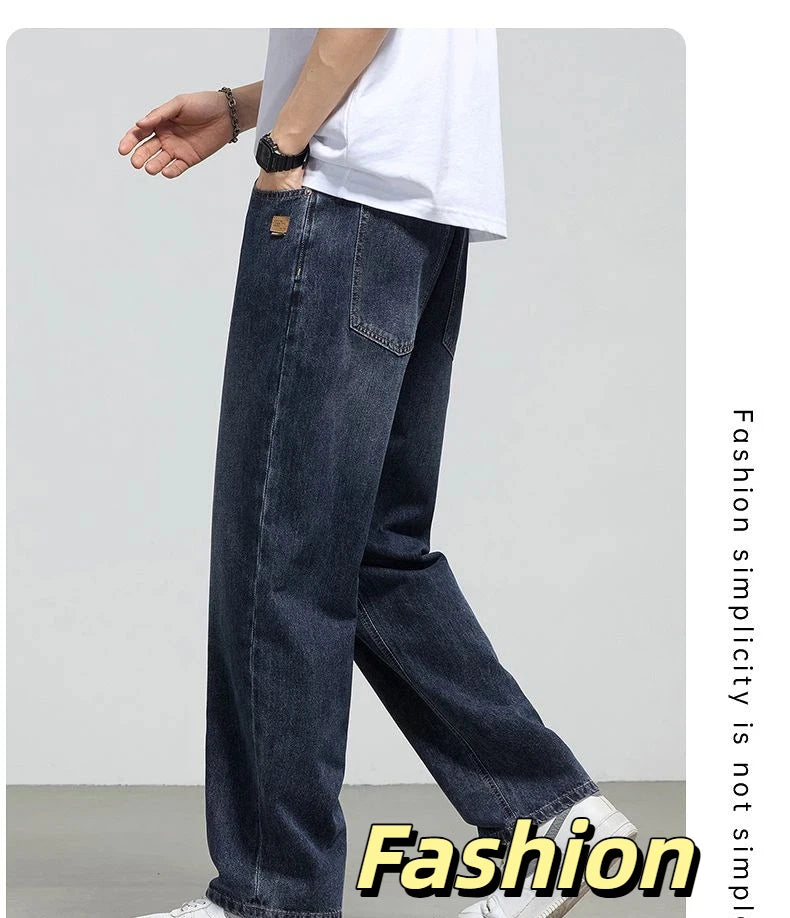 Men's Retro Straight Jeans | Casual Loose Wide Leg Denim Pants