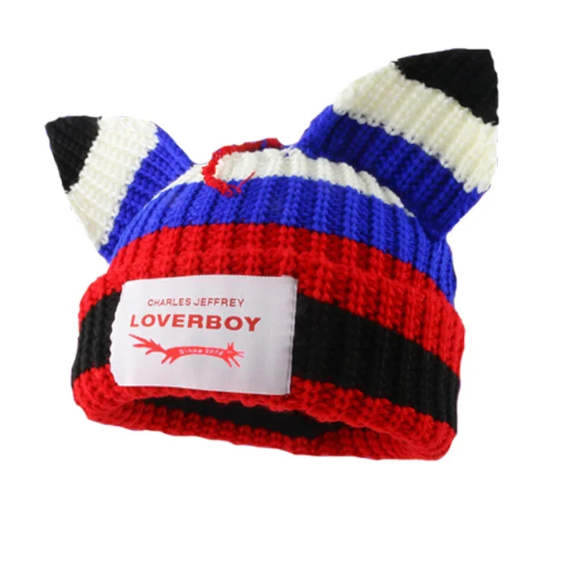 Unisex Long Fox Ears Knitted Beanie | Y2K Bunny Rabbit Hat
