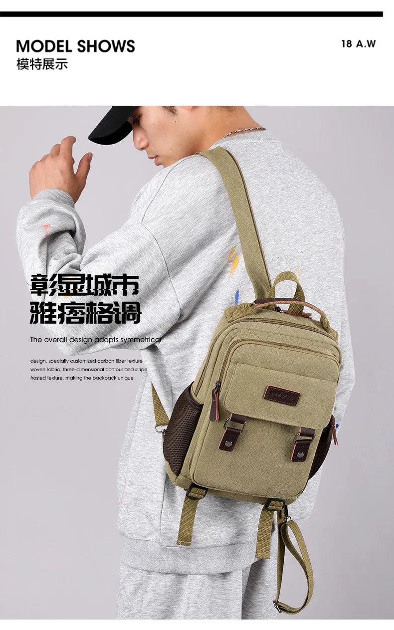 Multifunctional Canvas Chest Bag | Sleek Travel Companion