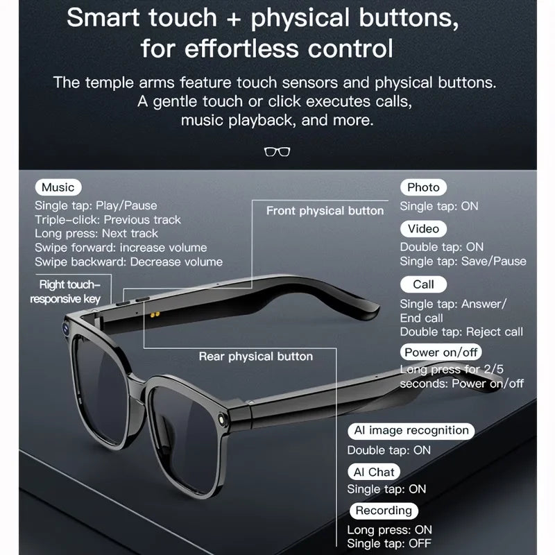 AI Smart Video Glasses with 8MP Camera & 4K HD Recording