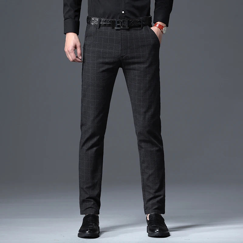 Men's Slim Plaid Casual Pants | Stylish Work & Business Trousers