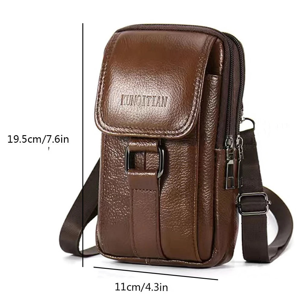 Portable Men Messenger Bags | Stylish Cowhide Leather Waist Pack