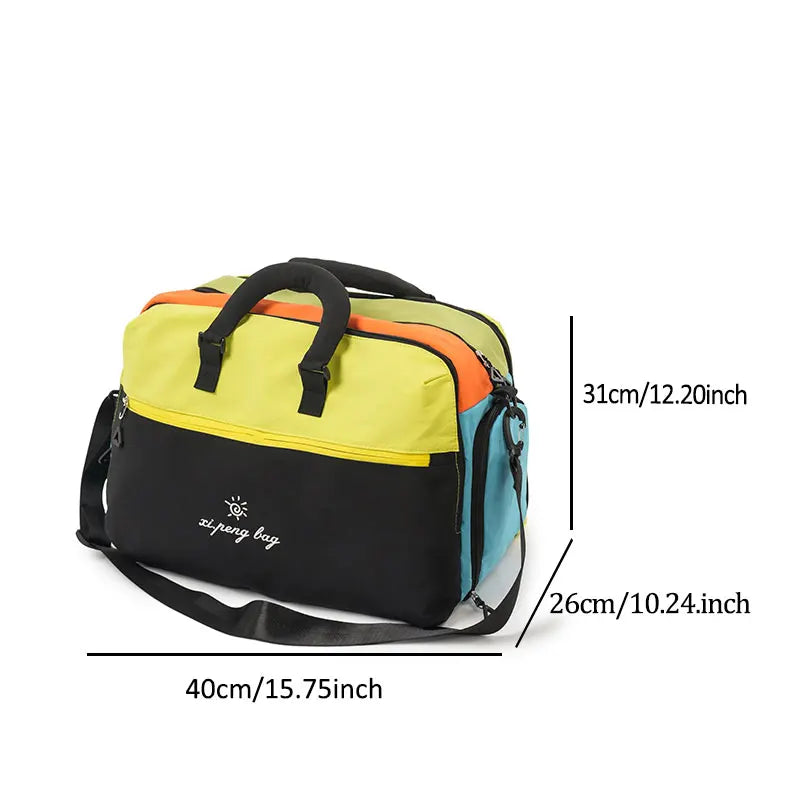 Fashion Trend Dopamine Contrasting Travel Bag Independent Shoe Compartment, Lightweight Yoga Bag, Outdoor Sports and Fitness Bag