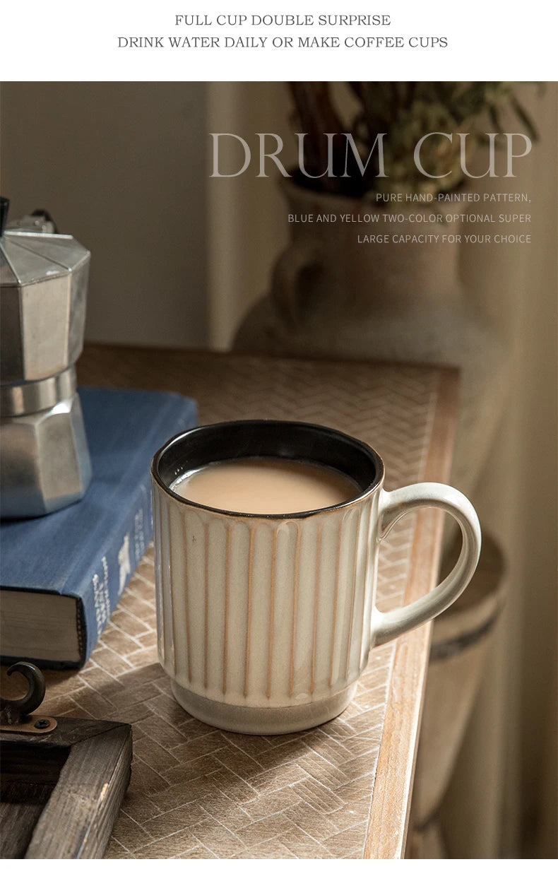 Creative personality mug breakfast cereal milk cute ceramic cup daily household large-capacity Retro coffee cup