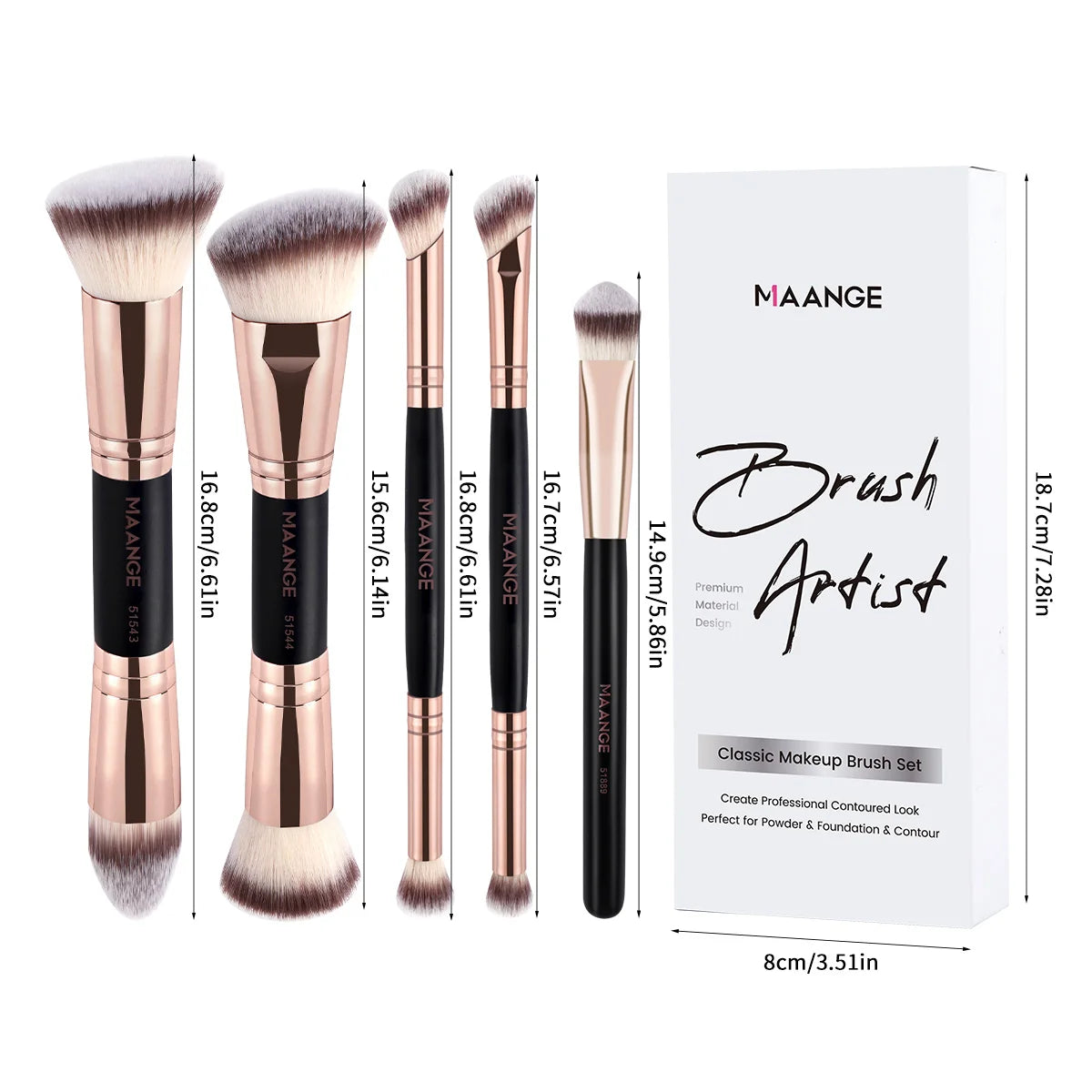5pcs Makeup Brush Set | Essential Brushes for Stunning Beauty Looks