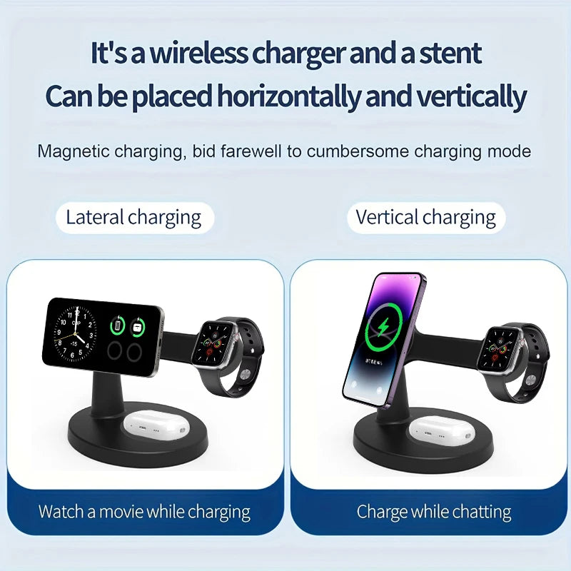 3-in-1 Magnetic Wireless Charging Stand | Fast Charging Station
