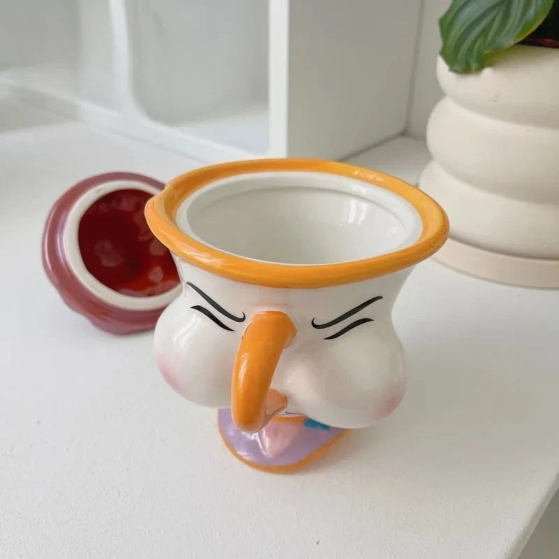 Taza de cerámica creativa con tapa | Perfecta para café y té