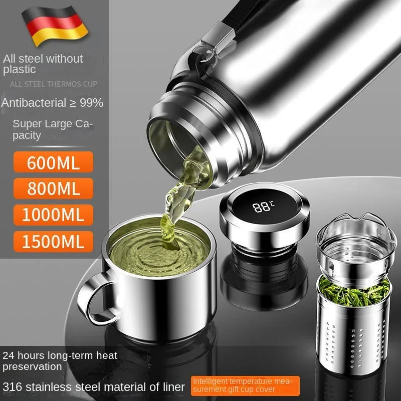 Large Capacity Insulated Stainless Steel Thermos with Temperature Display