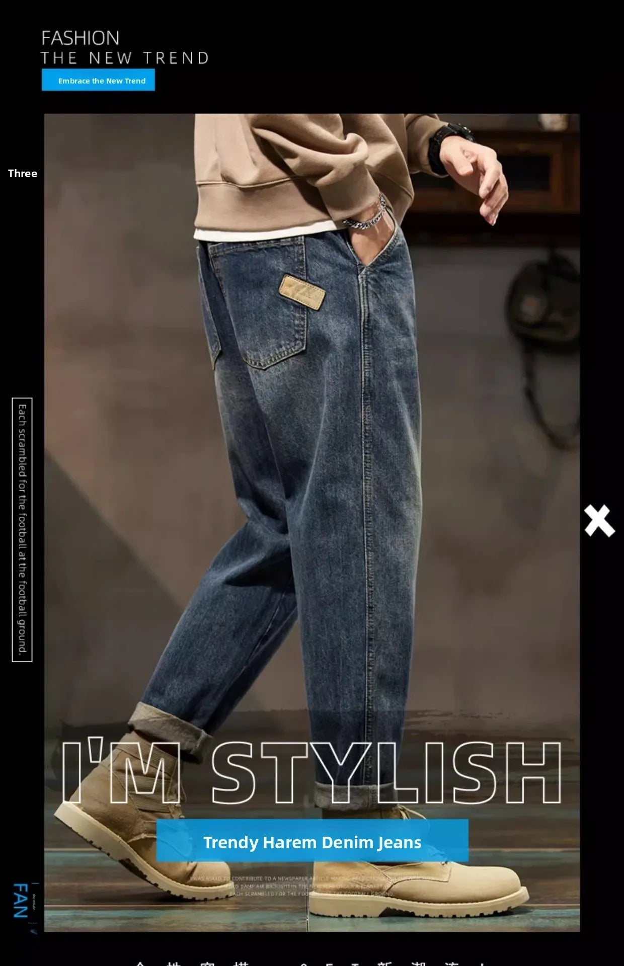 Retro American Style Men's Jeans | Loose Straight-Leg Denim Pants