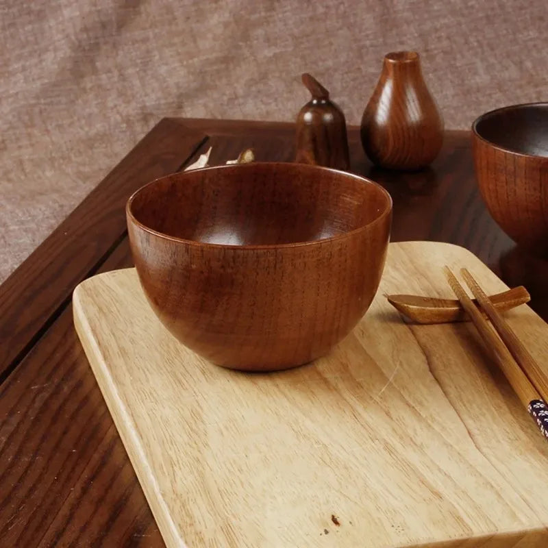 Japanese Style Wooden Bowl | Elegant Natural Tableware