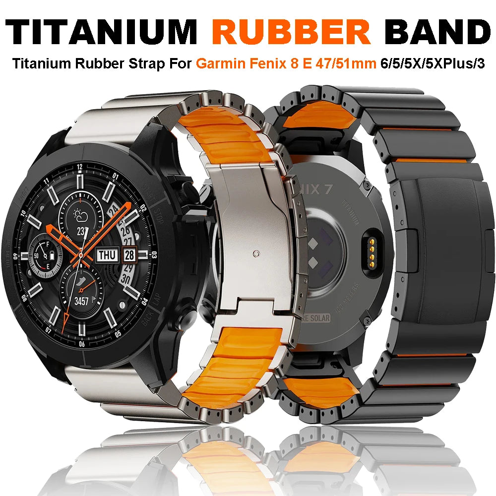22/26mm Titanium Rubber Watch Strap | Durable & Stylish Replacement Band