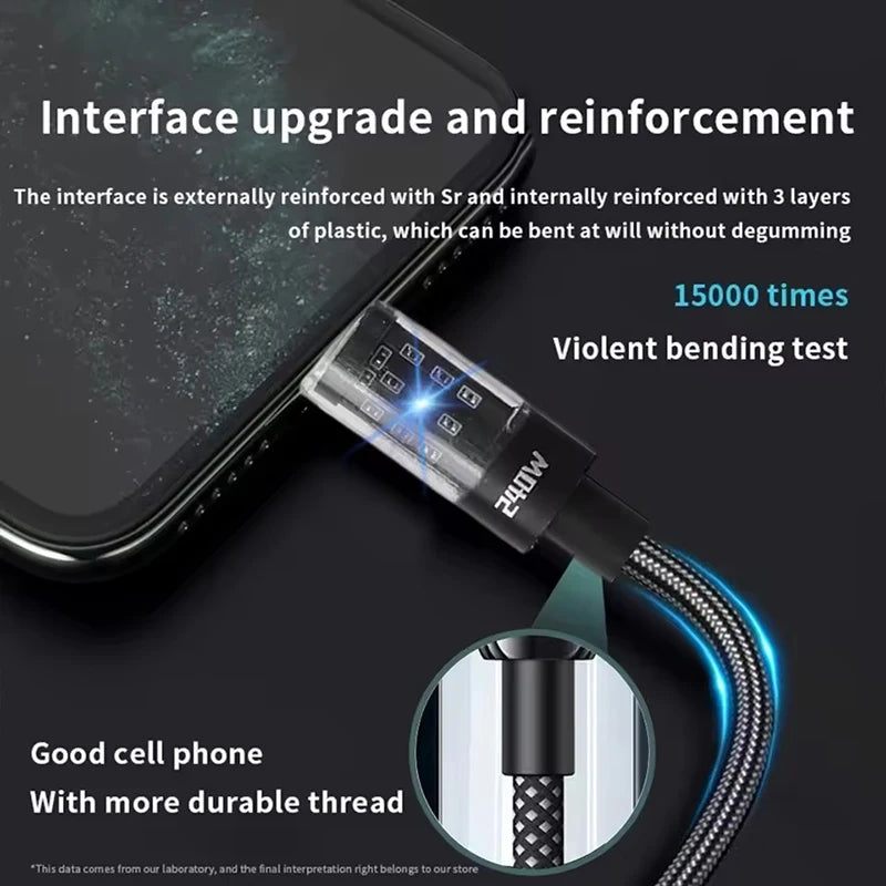 240W Nylon USB Type C Fast Charging Cable | Super Fast Data Cord